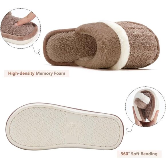 Women's Coffee Cozy Comfy Memory Foam Slippers Slip-On Indoor House Shoes - Picture 3 of 6